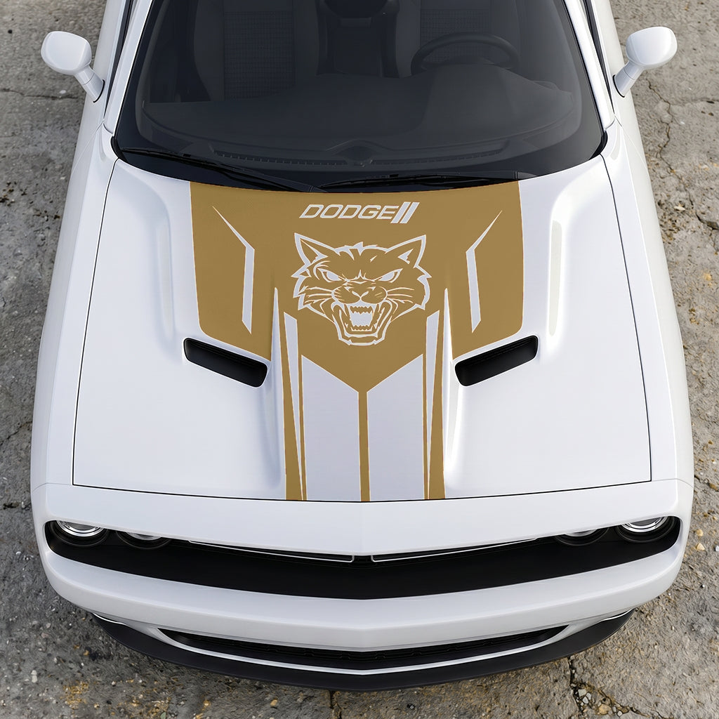 Hood Panel Decal/Sticker - Hellcat Frontal Assault Logo - Symmetrical Side-Accented Graphic Kit - For Dodge Challenger 2015-2024 - Premium Vinyl