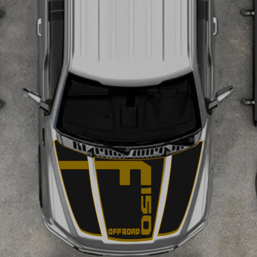 Hood Panel Decal/Sticker - Style 5 - Border Graphic Kit - For Ford F-150 2020-2026 - Premium Vinyl