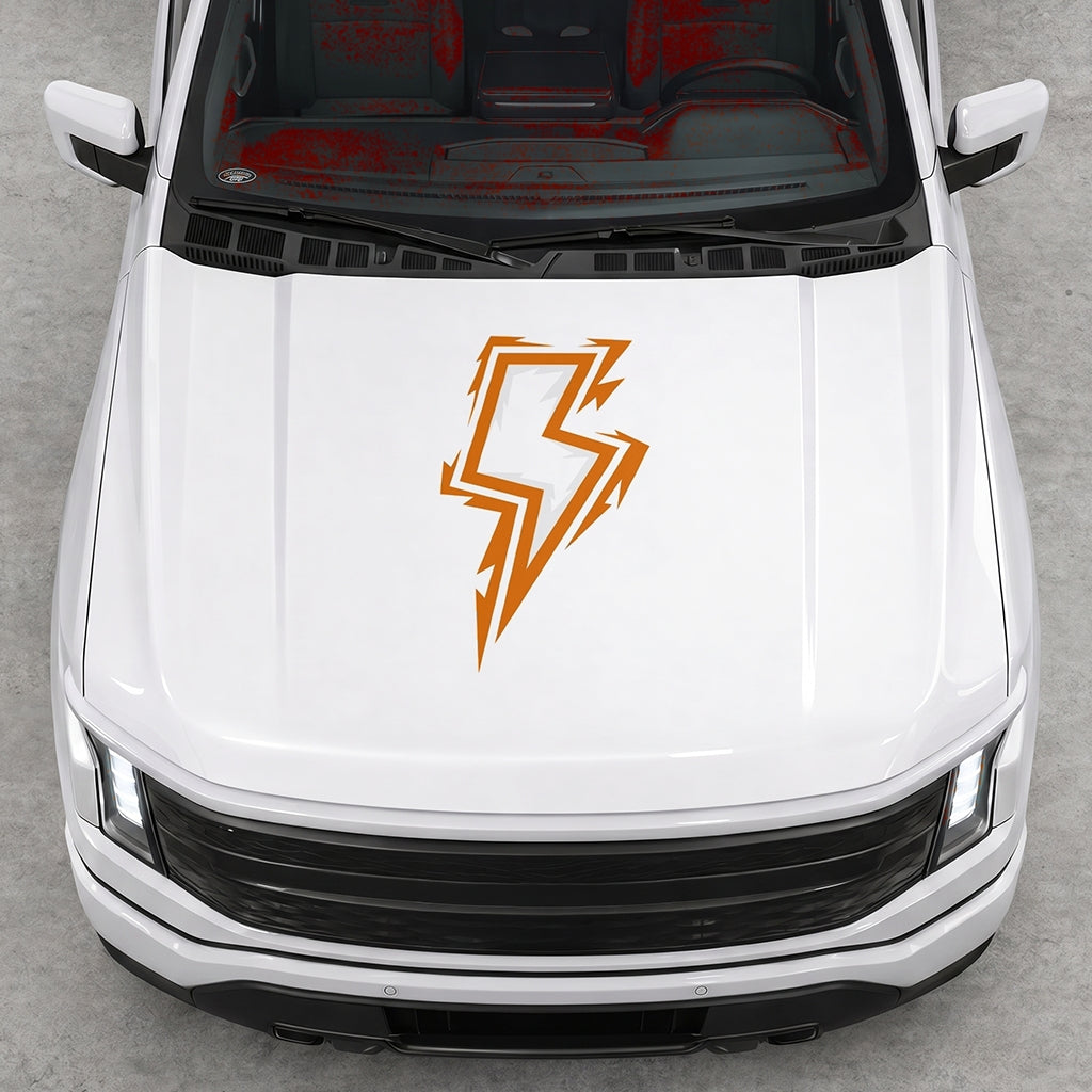 Hood Panel Decal/Sticker - Cut Bordered Electric Graphic Decal Graphic Kit - For FORD F-150 2015-2020 - Premium Vinyl