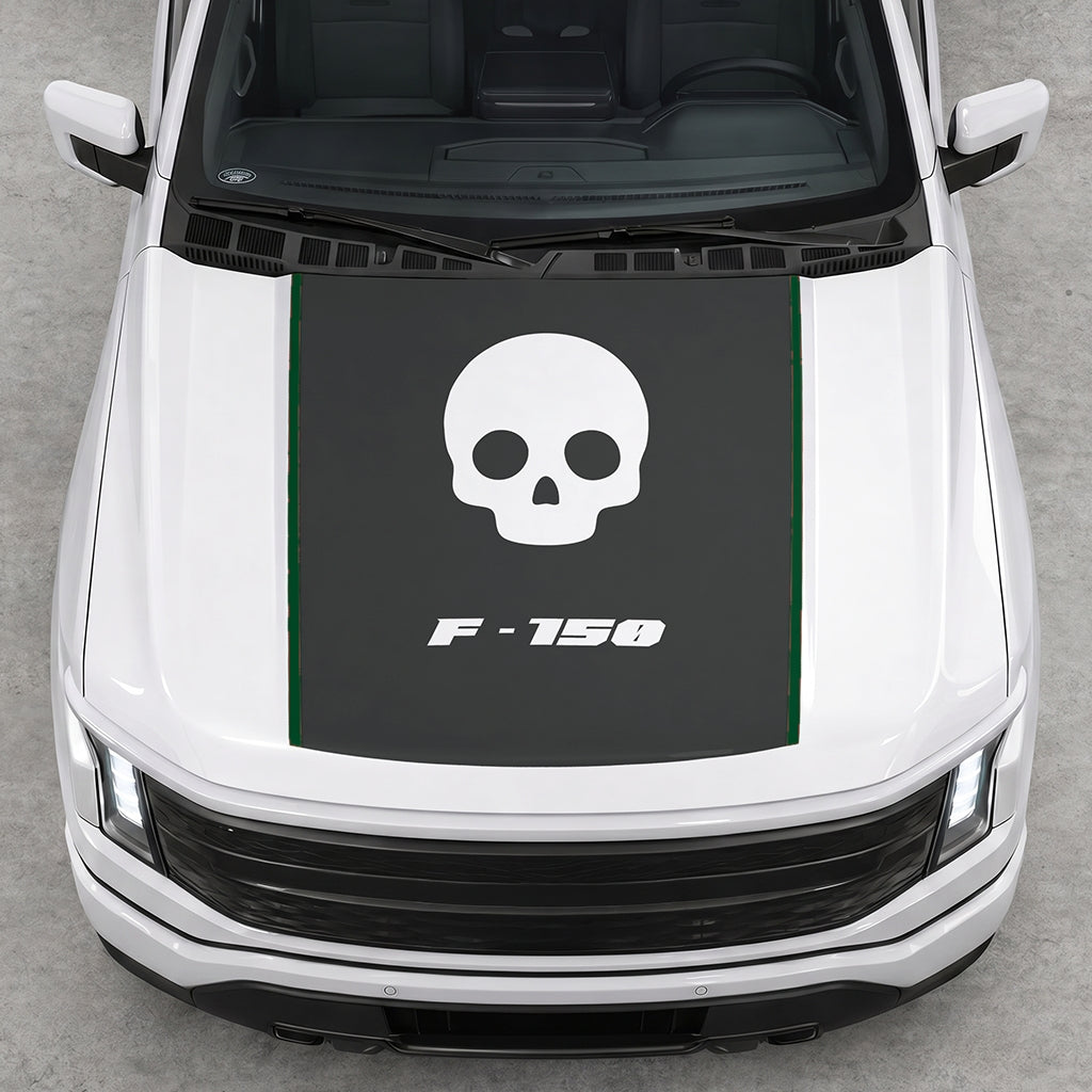 Hood Panel Decal/Sticker - Skull Graphic Decal Graphic Kit - For Ford F-150 2015-2020 - Premium Vinyl