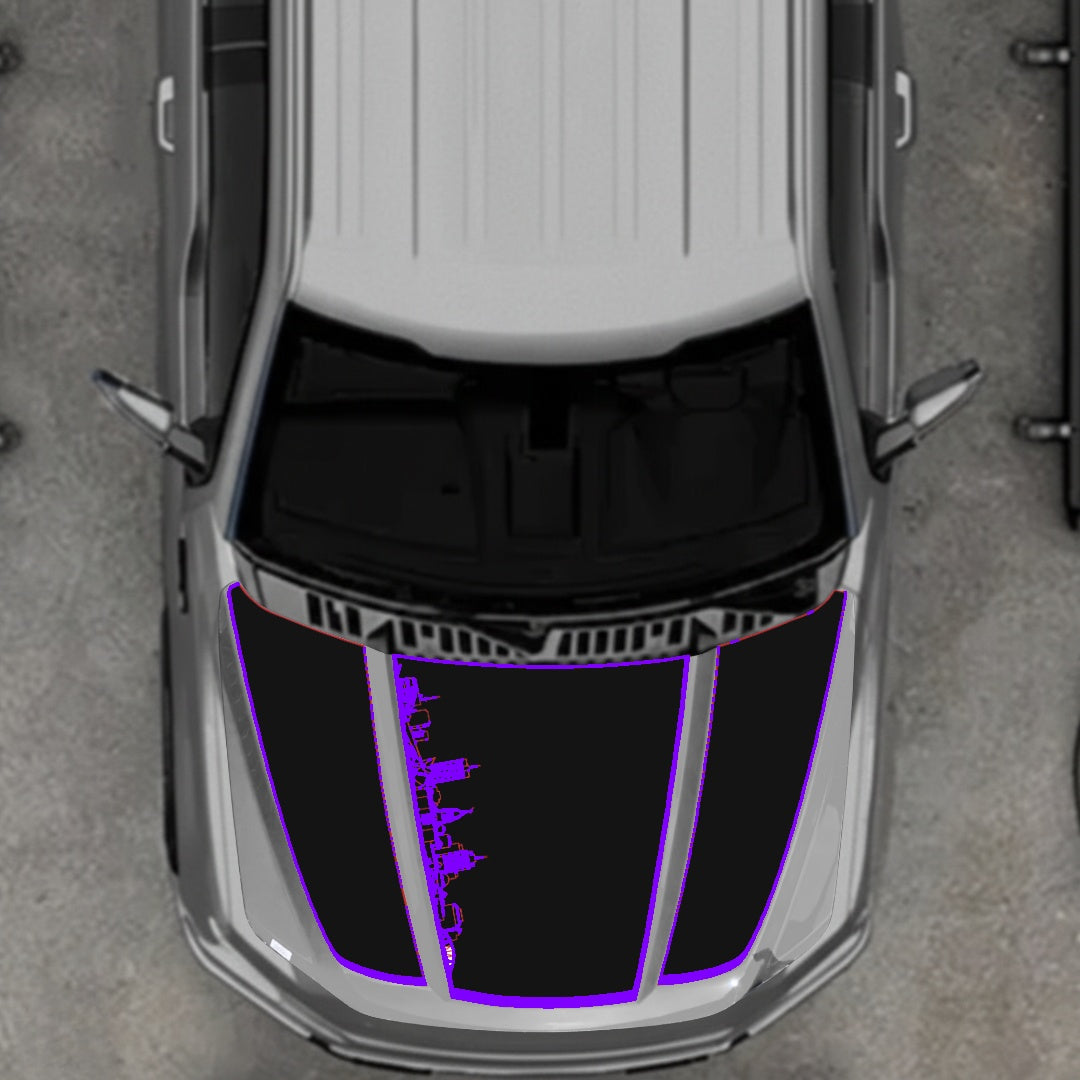 Hood Panel Decal/Sticker - Winnipeg Skyline - Border Graphic Kit - For Ford F-150 2020-2026 - Premium Vinyl