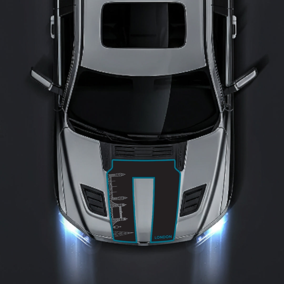Performance Hood Panel Decal/Sticker - London Skyline - Cut - Border Graphic Kit - For Dodge RAM 1500 2019-2025 - Premium Vinyl