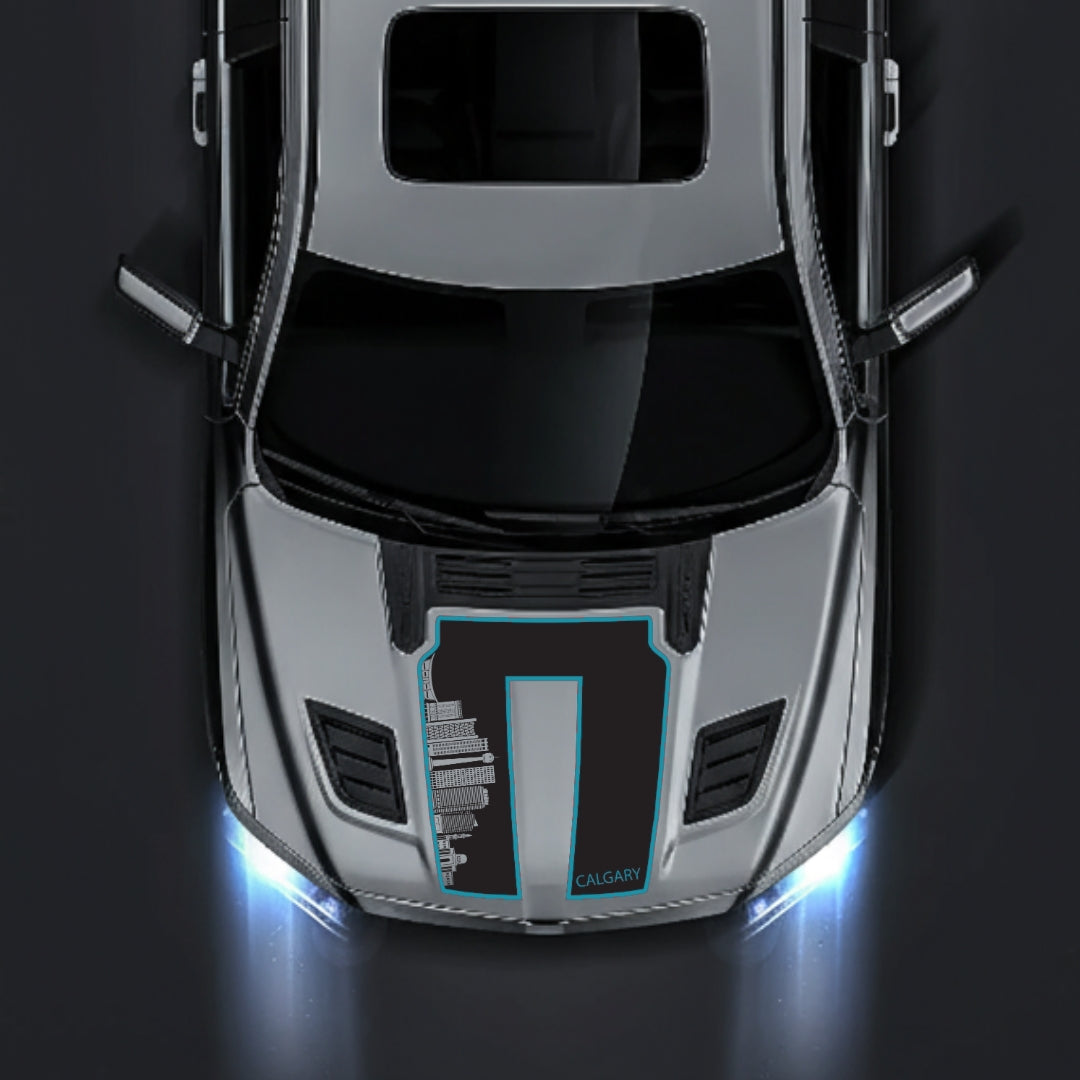 Hood Panel Decal/Sticker - Calgary Skyline - Cut - Border Graphic Kit - For Dodge RAM 1500 2019-2025 - Premium Vinyl