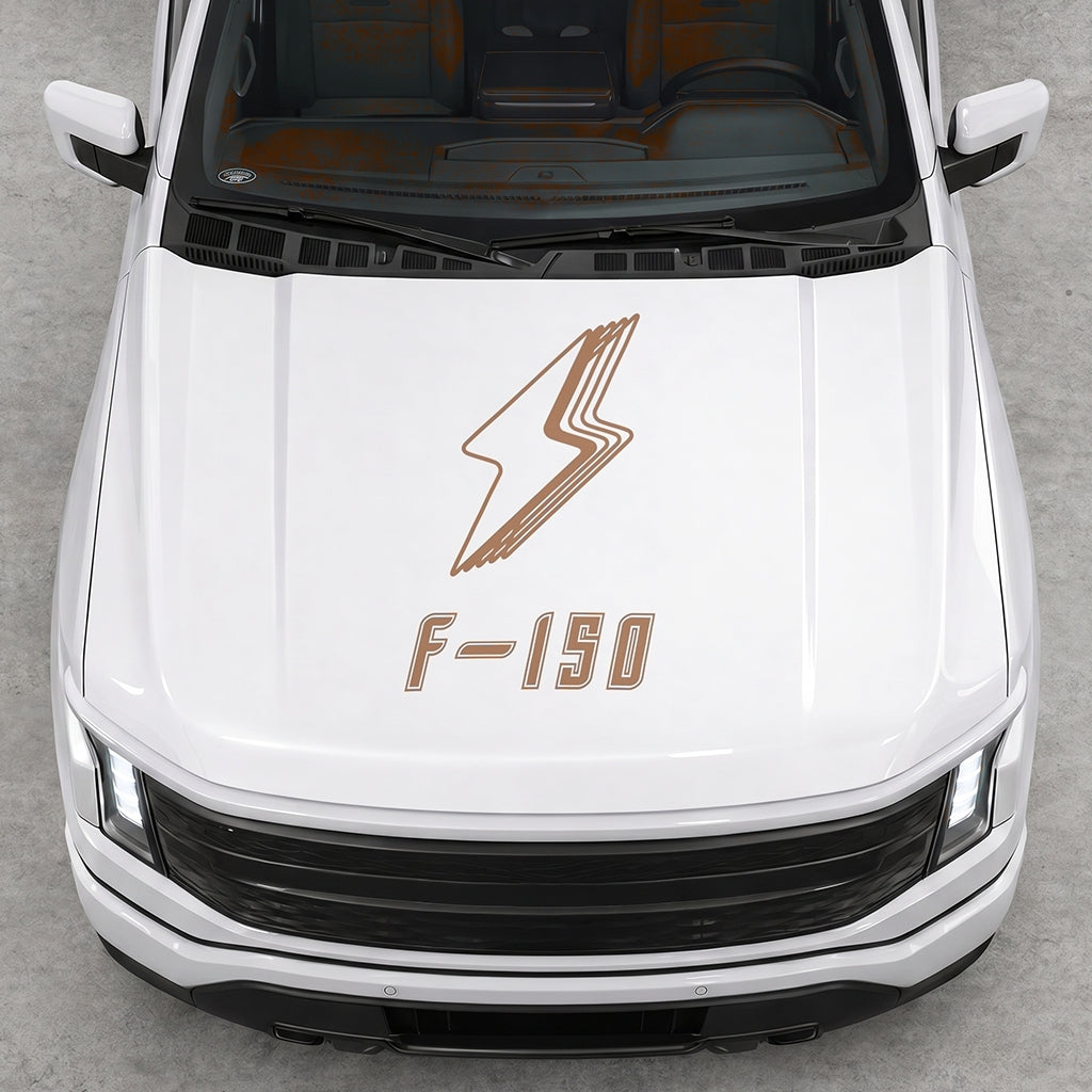Hood Panel Decal/Sticker - Cut Bordered Electric F150 Graphic Decal Graphic Kit - For FORD F-150 2015-2020 - Premium Vinyl