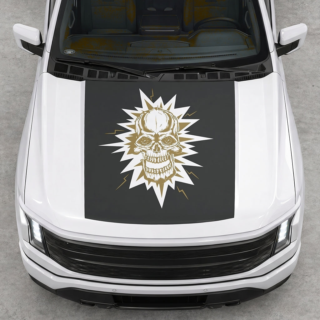Hood Panel Decal/Sticker - Electric Skull Graphic Decal Graphic Kit - For FORD F-150 2015-2020 - Premium Vinyl