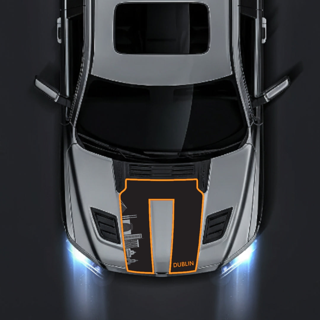 Hood Panel Decal/Sticker - Dublin Skyline - Cut - Border Graphic Kit - For Dodge RAM 1500 2019-2025 - Premium Vinyl