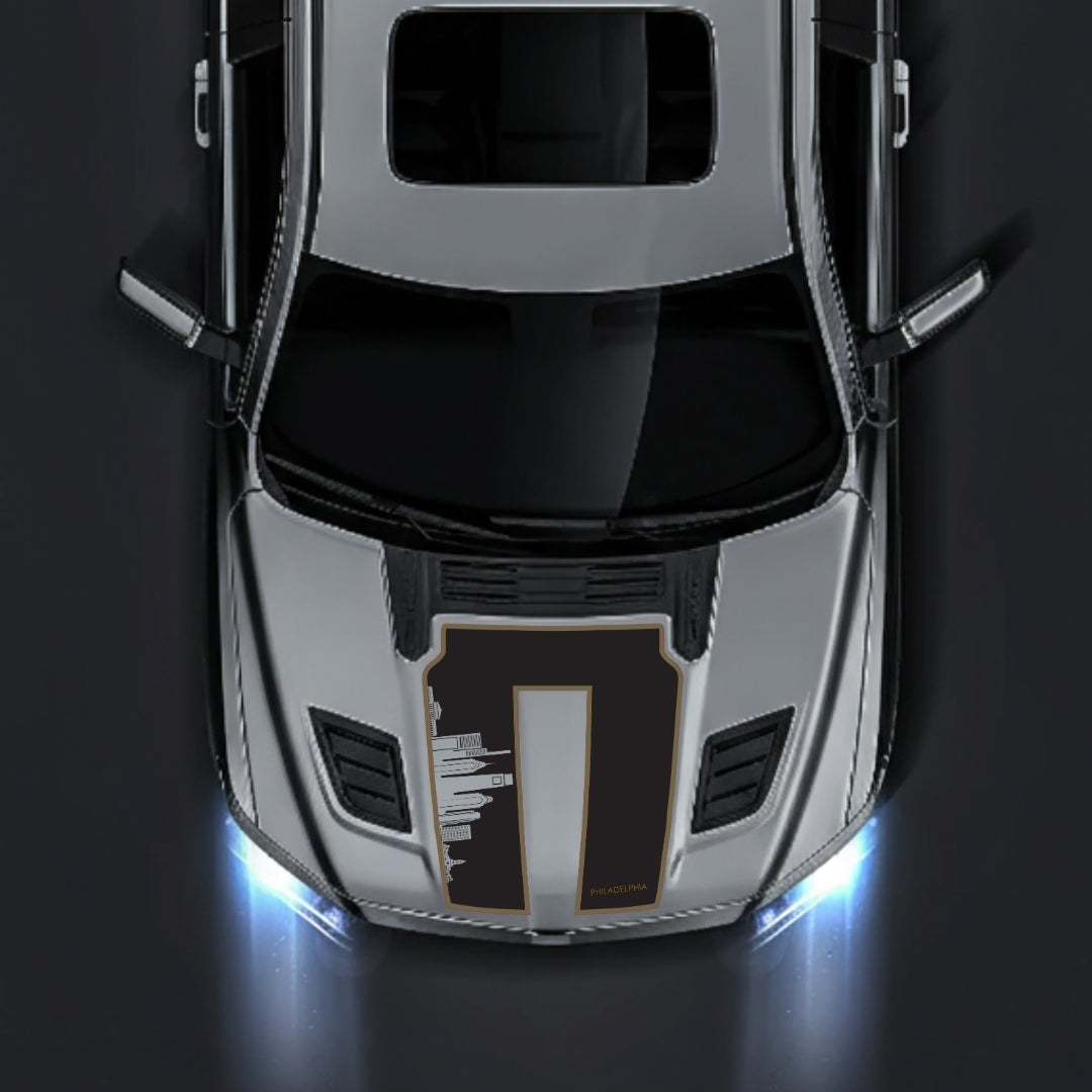 Performance Hood Panel Decal/Sticker - Philadelphia Skyline - Cut - Border Graphic Kit - For Dodge RAM 1500 2019-2025 - Premium Vinyl