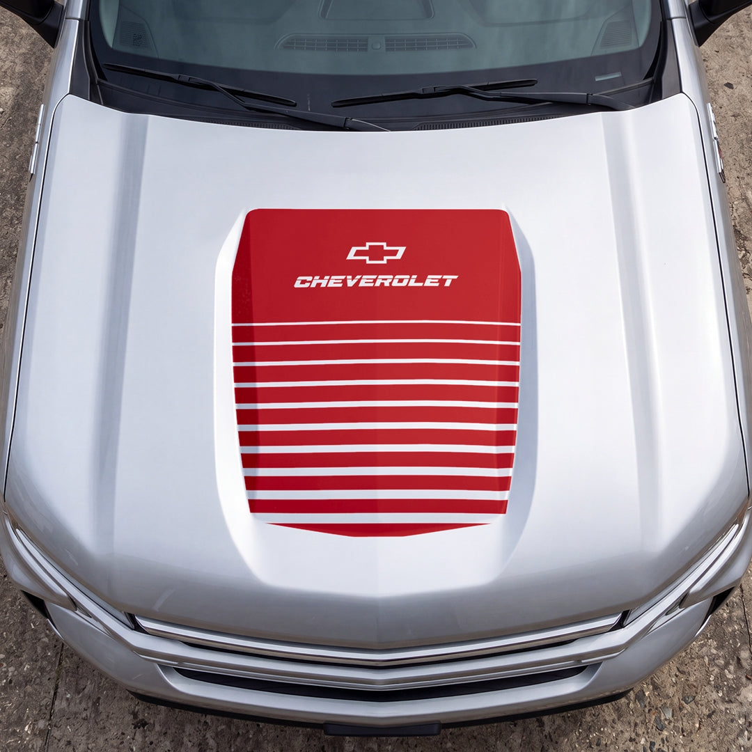 Hood Panel Decal/Sticker - Solid Wavy Graphic Decal Graphic Kit - For Chevrolet Silverado 2019-2024 - Premium Vinyl
