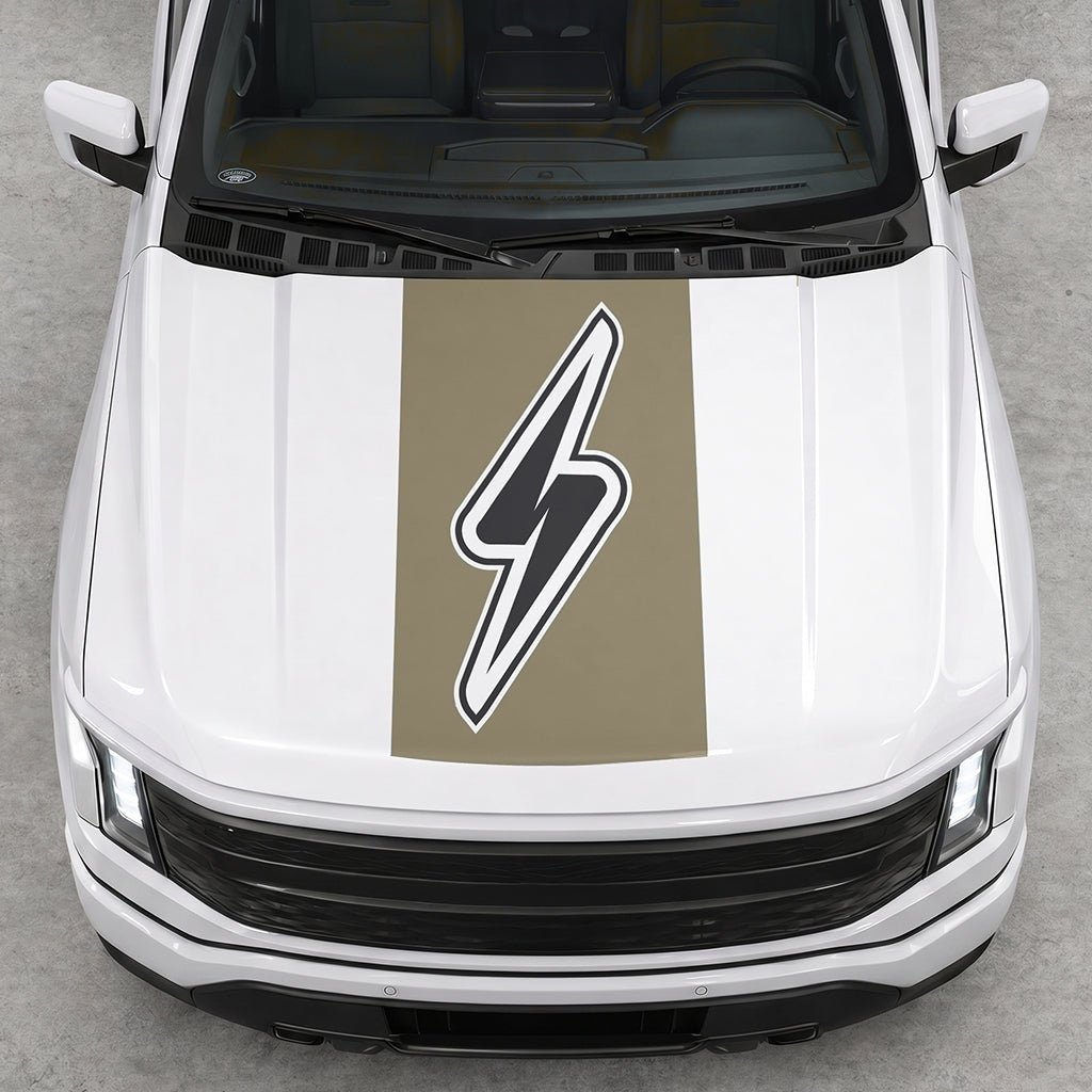 Hood Panel Decal/Sticker - Electric Solid Cut Graphic Decal Graphic Kit - For FORD F-150 2015-2020 - Premium Vinyl