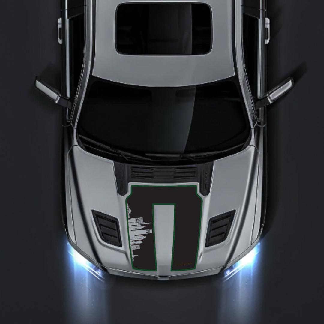 Hood Panel Decal/Sticker - Philadelphia Skyline - Cut - Border Graphic Kit - For Dodge RAM 1500 2019-2025 - Premium Vinyl