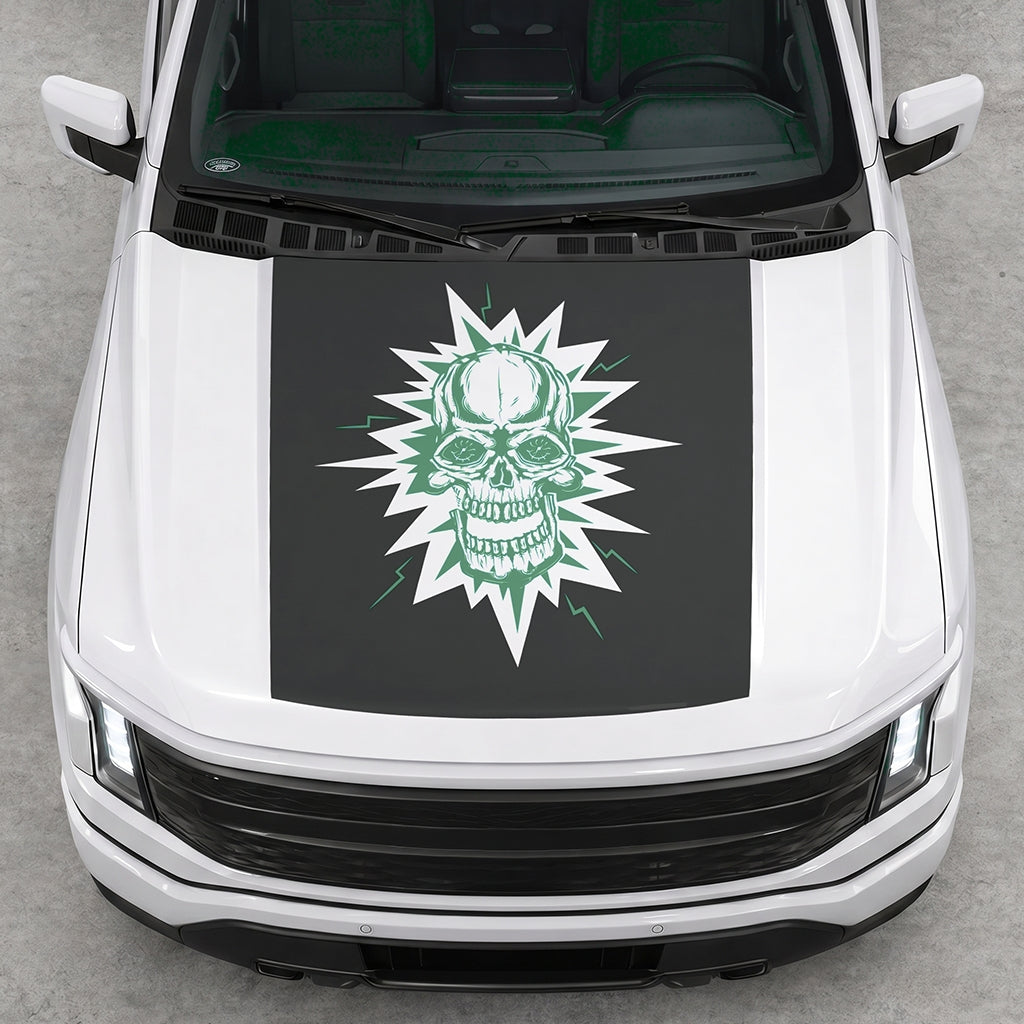 Hood Panel Decal/Sticker - Electric Skull Graphic Decal Graphic Kit - For FORD F-150 2015-2020 - Premium Vinyl