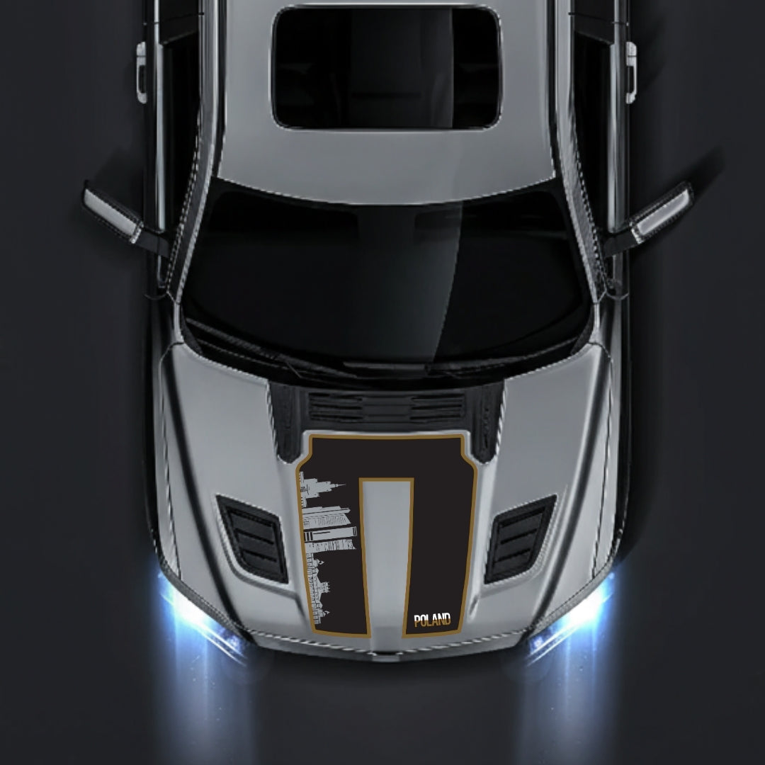 Performance Hood Panel Decal/Sticker - Poland Skyline - Cut - Border Graphic Kit - For Dodge RAM 1500 2019-2025 - Premium Vinyl