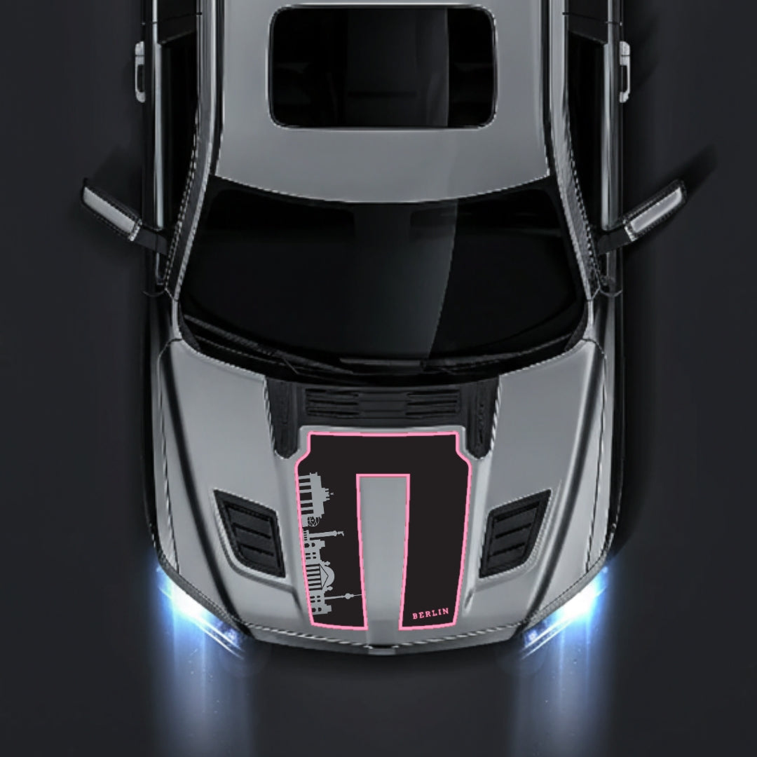 Hood Panel Decal/Sticker - Berlin Skyline - Cut - Border Graphic Kit - For Dodge RAM 1500 2019-2025 - Premium Vinyl