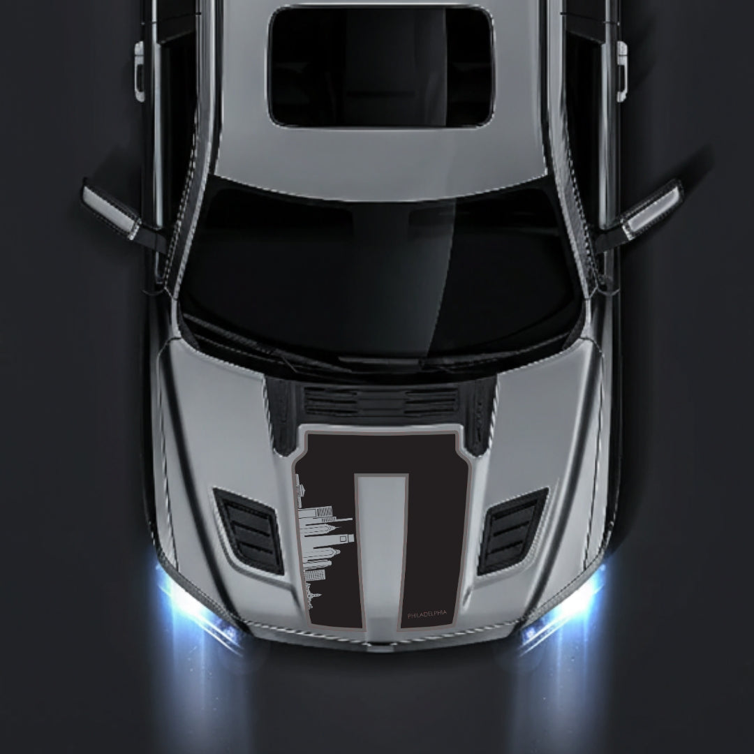 Performance Hood Panel Decal/Sticker - Philadelphia Skyline - Cut - Border Graphic Kit - For Dodge RAM 1500 2019-2025 - Premium Vinyl