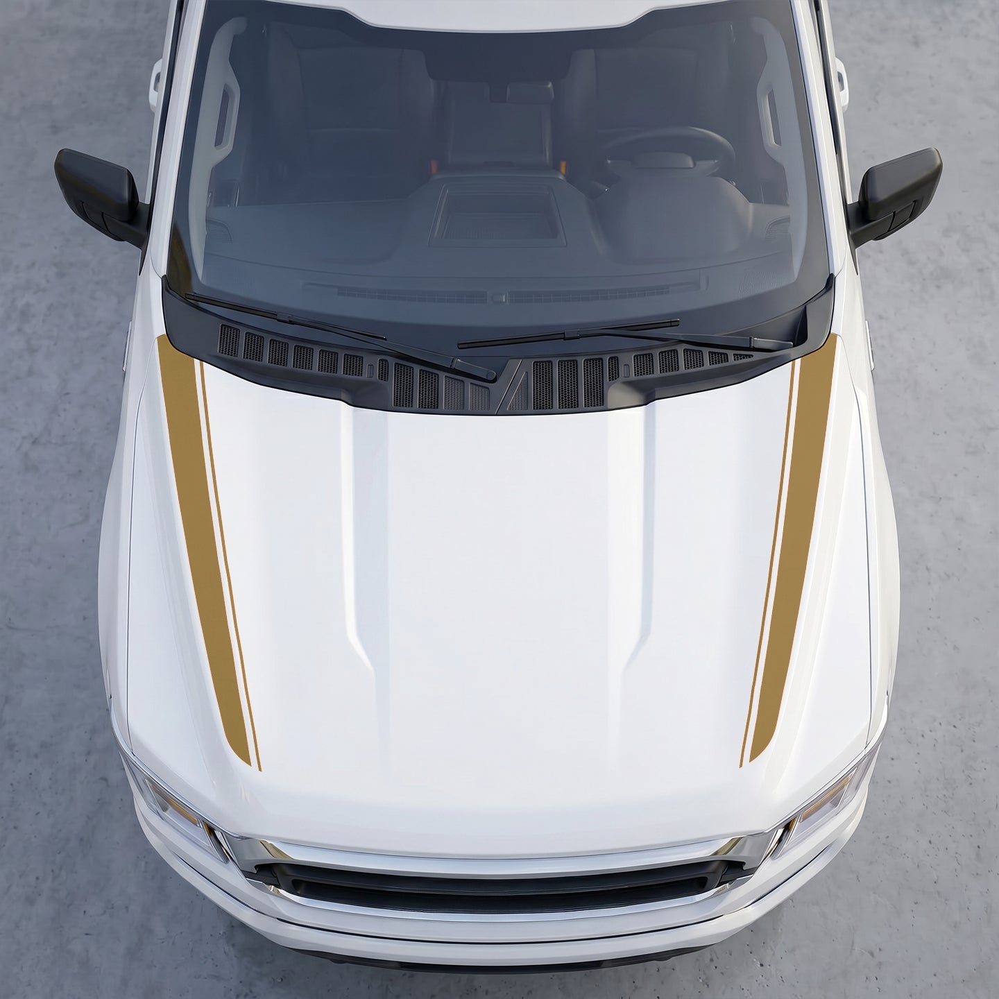 Hood Panel Decal/Sticker - Dual Pinstripe Hood Cowl Decals – Sport Outer Edge Accent Stripes Vinyl Graphics Kit Graphic Kit - For Ford F-150 F150 2015-2020 - Premium Vinyl