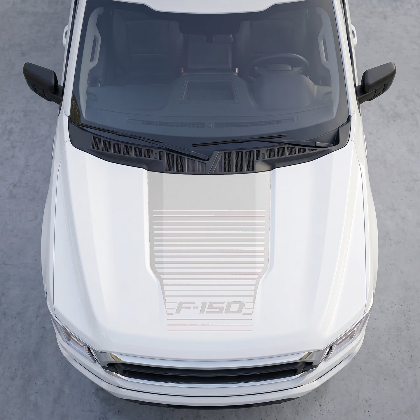 Hood Panel Decal/Sticker - Speedline Fade Hood Decal Wrap – Solid Center Shield with Horizontal Louver Stripe Grille Graphic Kit - For Ford F-150 F150 2015-2020 - Premium Vinyl