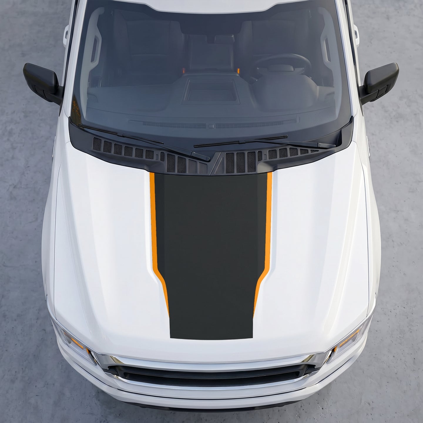 Hood Panel Decal/Sticker - Full Matte Black Hood with colored outlines Graphic Kit - For Ford F-150 F150 2015-2020 - Premium Vinyl