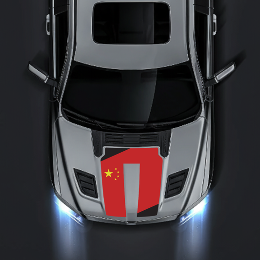 Performance Hood Panel Decal/Sticker - China Flag - Black Graphic Kit - For Dodge RAM 1500 2019-2025 - Premium Vinyl