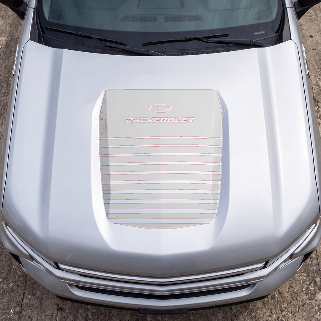 Hood Panel Decal/Sticker - Solid Wavy Graphic Decal Graphic Kit - For Chevrolet Silverado 2019-2024 - Premium Vinyl