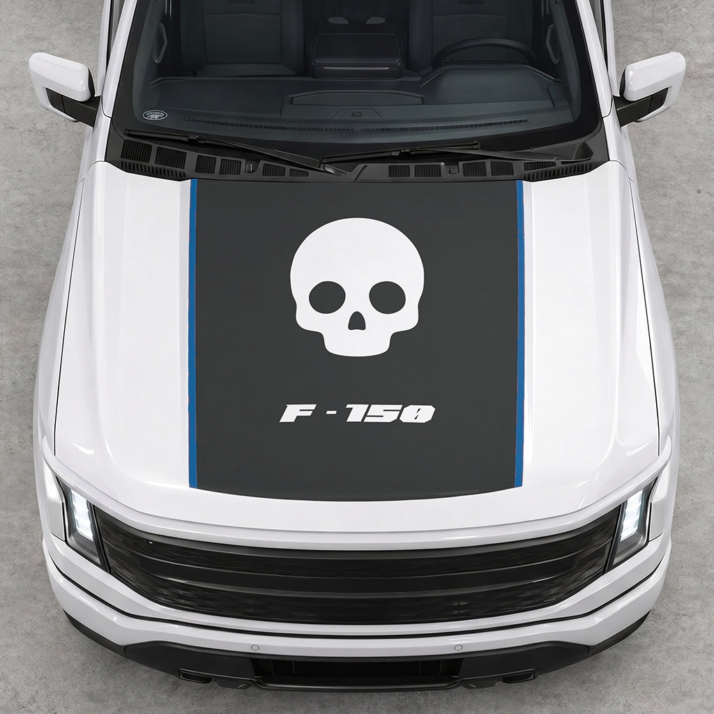 Hood Panel Decal/Sticker - Skull Graphic Decal Graphic Kit - For Ford F-150 2015-2020 - Premium Vinyl