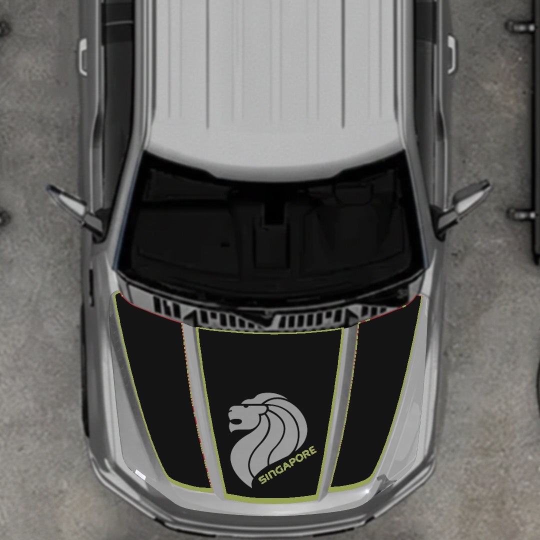 Hood Panel Decal/Sticker - Singapore - Cut  - Border Graphic Kit - For Ford F-150 2020-2026 - Premium Vinyl