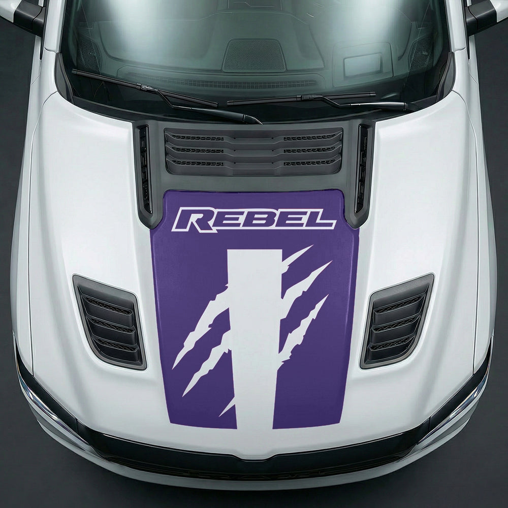 Hood Panel Decal/Sticker - Fierce REBEL Monster Slash Graphic Kit - For Dodge Ram 2019-2025 - Premium Vinyl