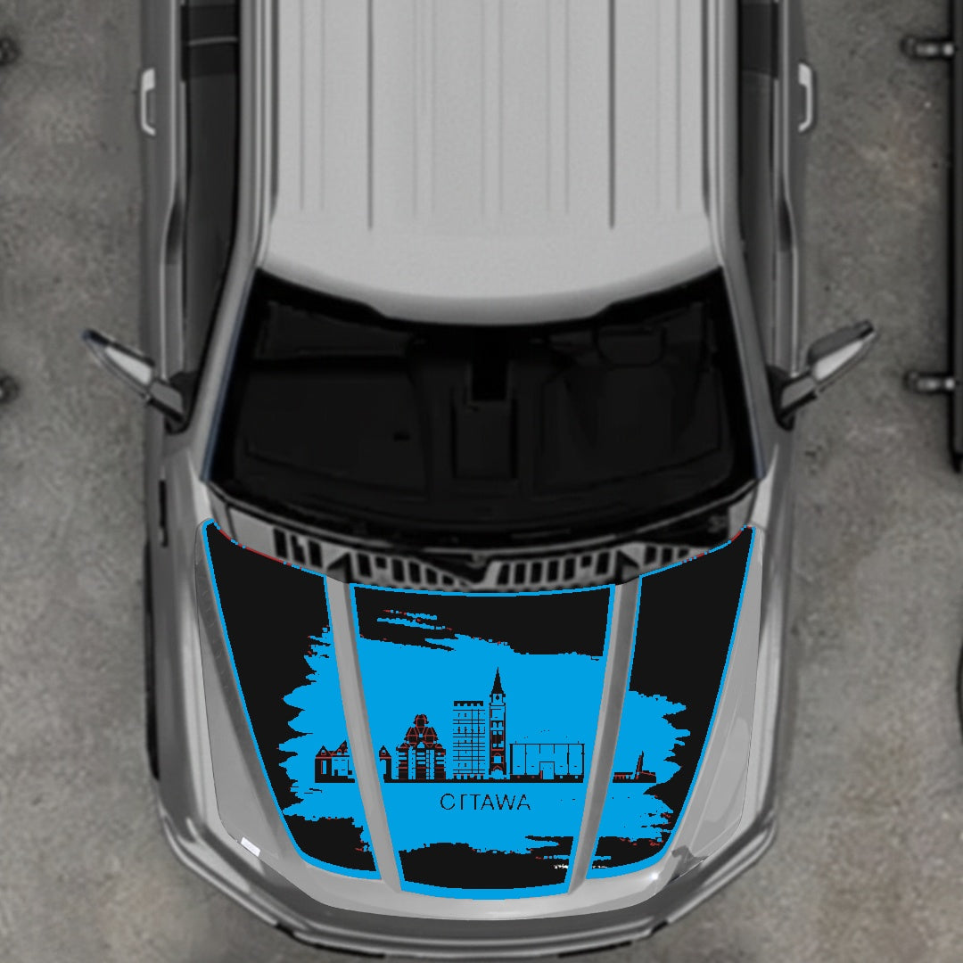 Hood Panel Decal/Sticker - Ottawa - Border Graphic Kit - For Ford F-150 2020-2026 - Premium Vinyl