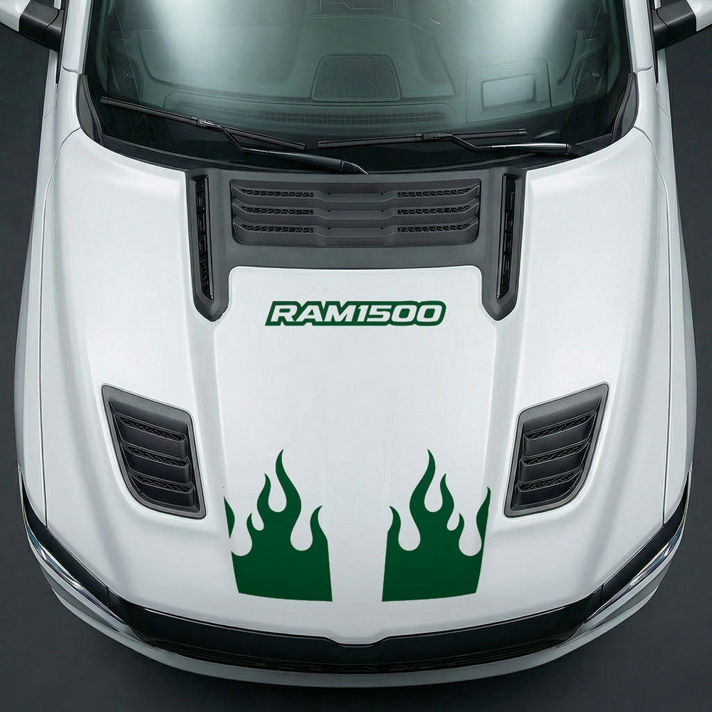 Hood Panel Decal/Sticker - RAM 1500 Flaming U-Shape - Cut Graphic Kit - For Dodge Ram 2019-2025 - Premium Vinyl