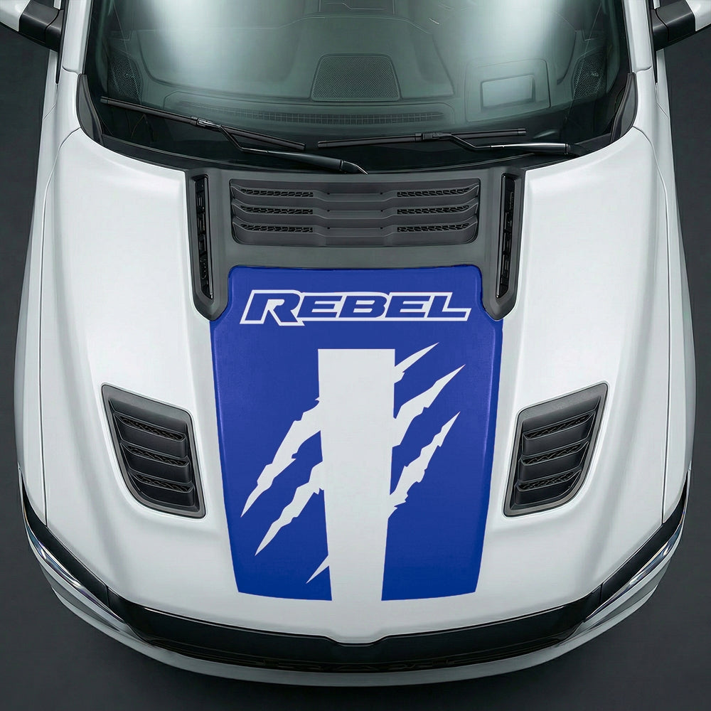 Hood Panel Decal/Sticker - Fierce REBEL Monster Slash Graphic Kit - For Dodge Ram 2019-2025 - Premium Vinyl
