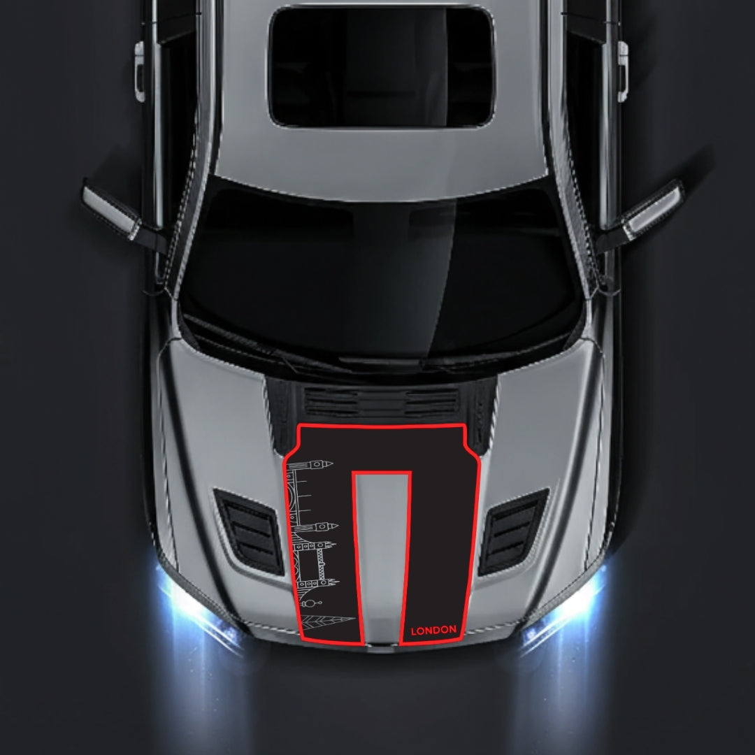 Hood Panel Decal/Sticker - London Skyline - Cut - Border Graphic Kit - For Dodge RAM 1500 2019-2025 - Premium Vinyl