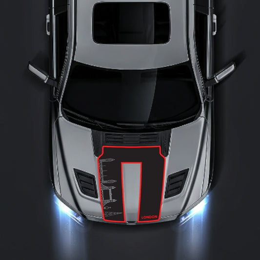 Hood Panel Decal/Sticker - London Skyline - Cut - Border Graphic Kit - For Dodge RAM 1500 2019-2025 - Premium Vinyl