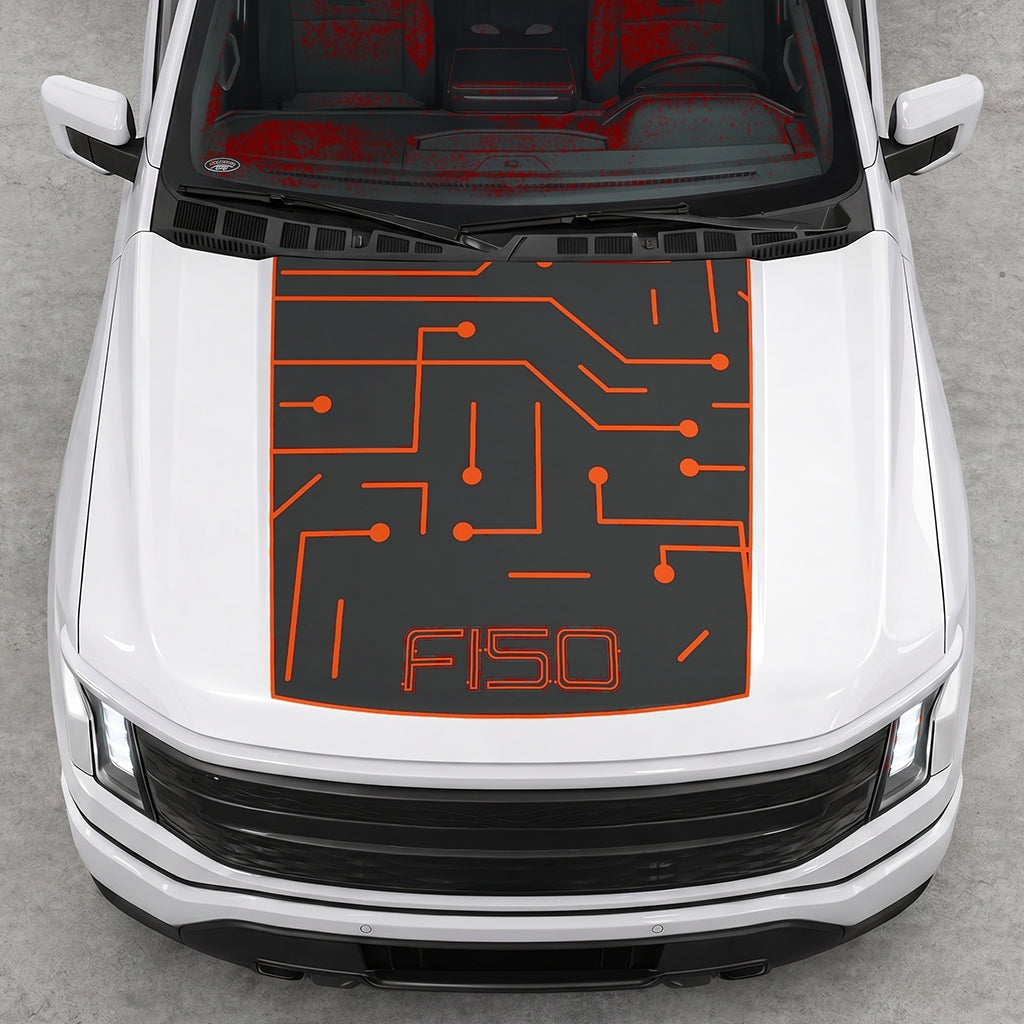 Hood Panel Decal/Sticker - Electric Circuit Graphic Decal Graphic Kit - For FORD F-150 2015-2020 - Premium Vinyl