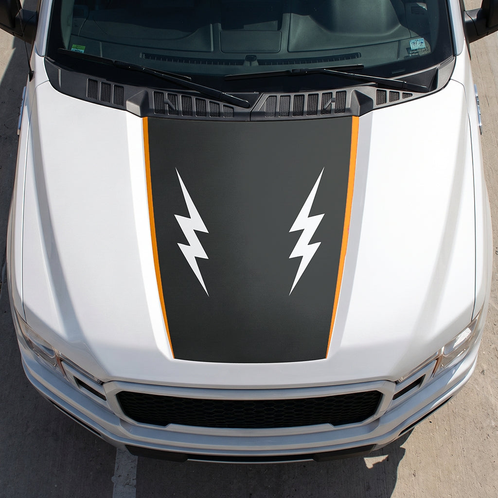 Hood Panel Decal/Sticker - Twin Electric Waves Graphic Decal Graphic Kit - For Ford F-150 2015-2020 - Premium Vinyl