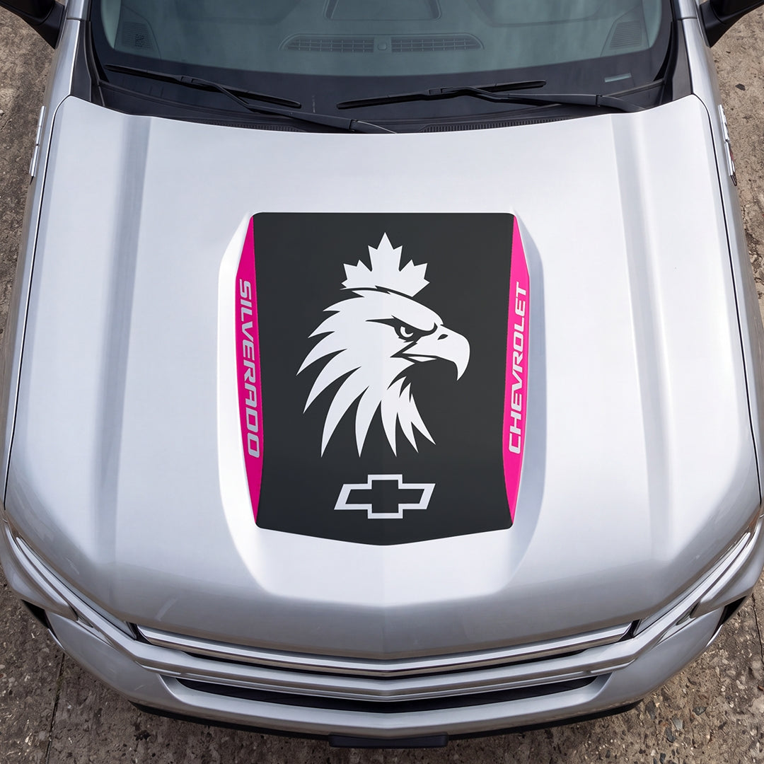 Hood Panel Decal/Sticker - Eagle Head with Maple Graphic Decal Graphic Kit - For Chevrolet Silverado 2019-2024 - Premium Vinyl