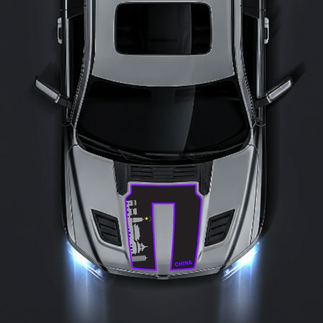 Performance Hood Panel Decal/Sticker - China Skyline - Cut - Border Graphic Kit - For Dodge RAM 1500 2019-2025 - Premium Vinyl