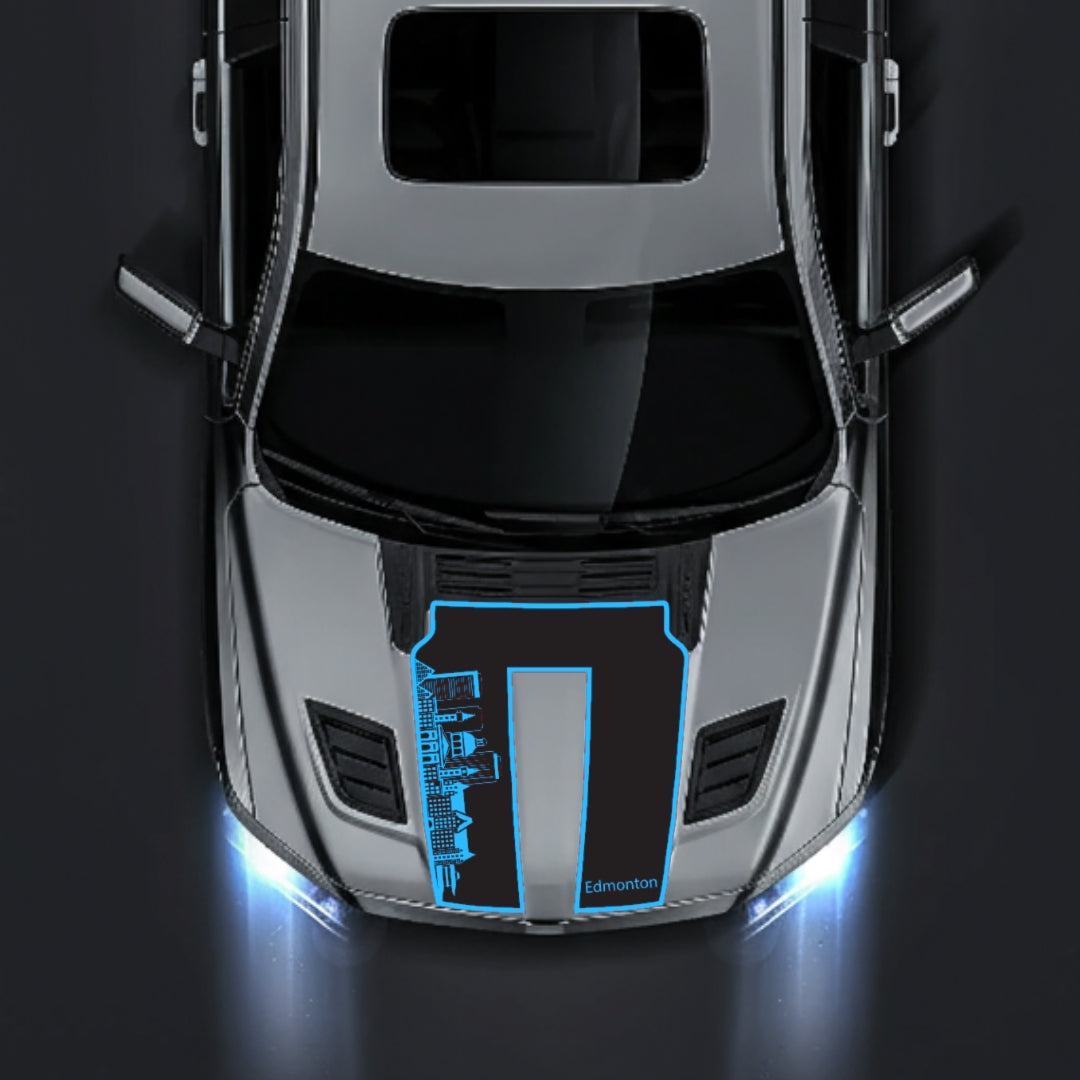 Hood Panel Decal/Sticker - Edmonton Skyline - Border Graphic Kit - For Dodge RAM 1500 2019-2025 - Premium Vinyl