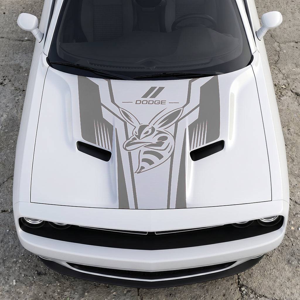 Hood Panel Decal/Sticker - Scat Pack Angry Bee Aerodynamic - Dual-Wing Performance Series Graphic Kit - For Dodge Challenger 2015-2024 - Premium Vinyl