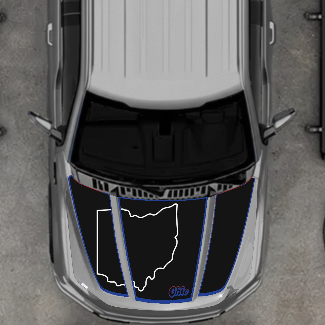 Hood Panel Decal/Sticker - Ohio - Cut - Border Graphic Kit - For Ford F-150 2020-2026 - Premium Vinyl