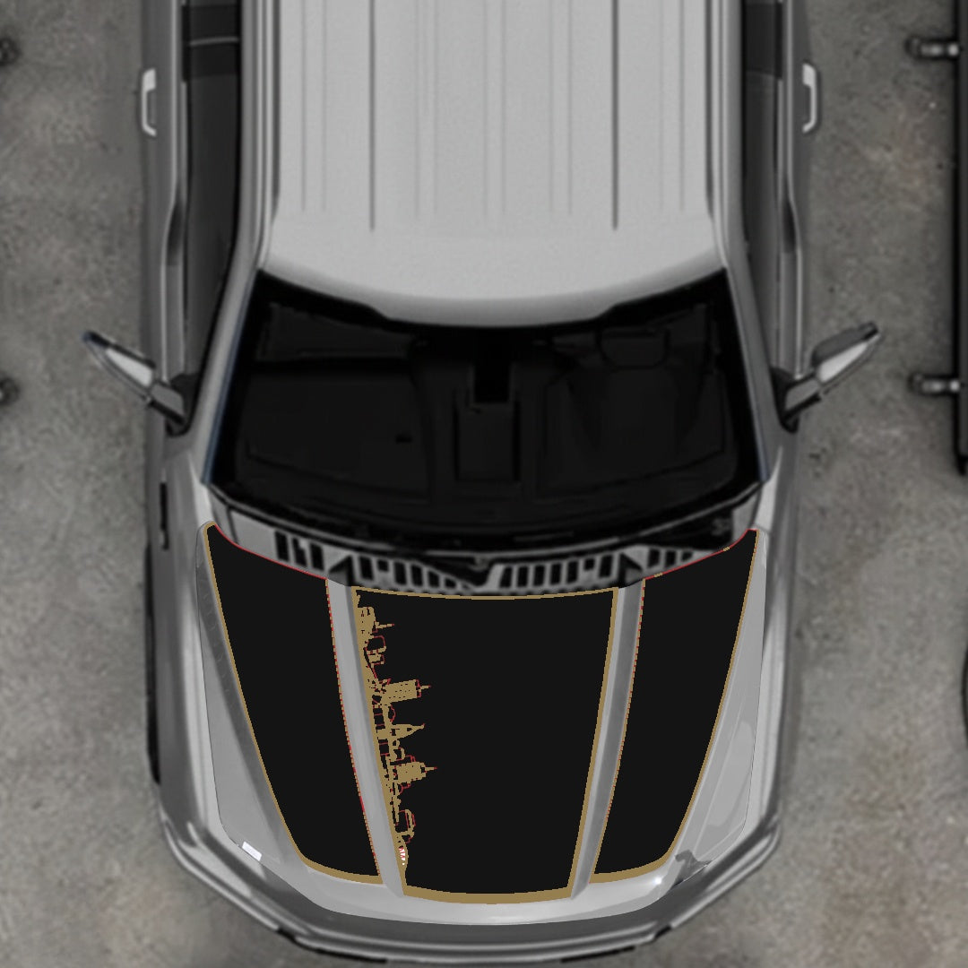 Hood Panel Decal/Sticker - Winnipeg Skyline - Border Graphic Kit - For Ford F-150 2020-2026 - Premium Vinyl