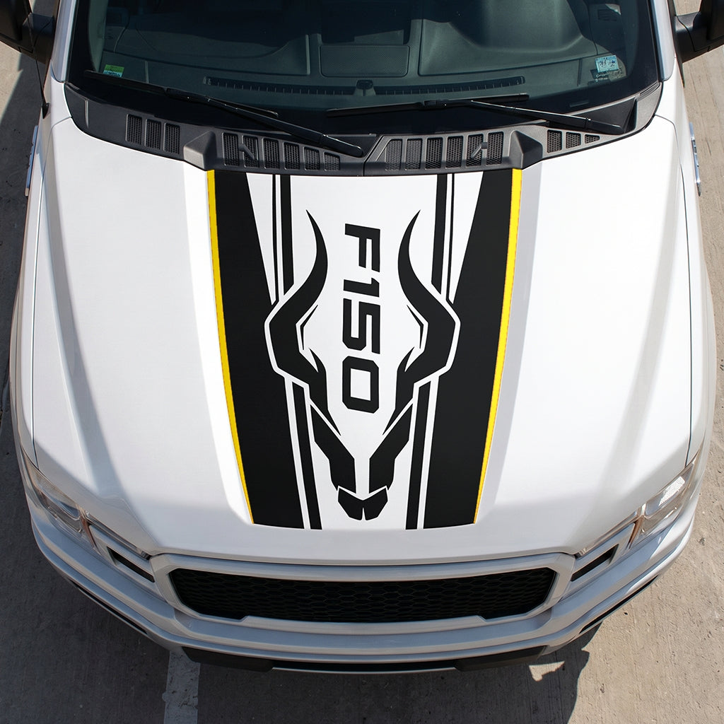 Hood Panel Decal/Sticker - Horns Graphic Decal Graphic Kit - For Ford F-150 2015-2020 - Premium Vinyl