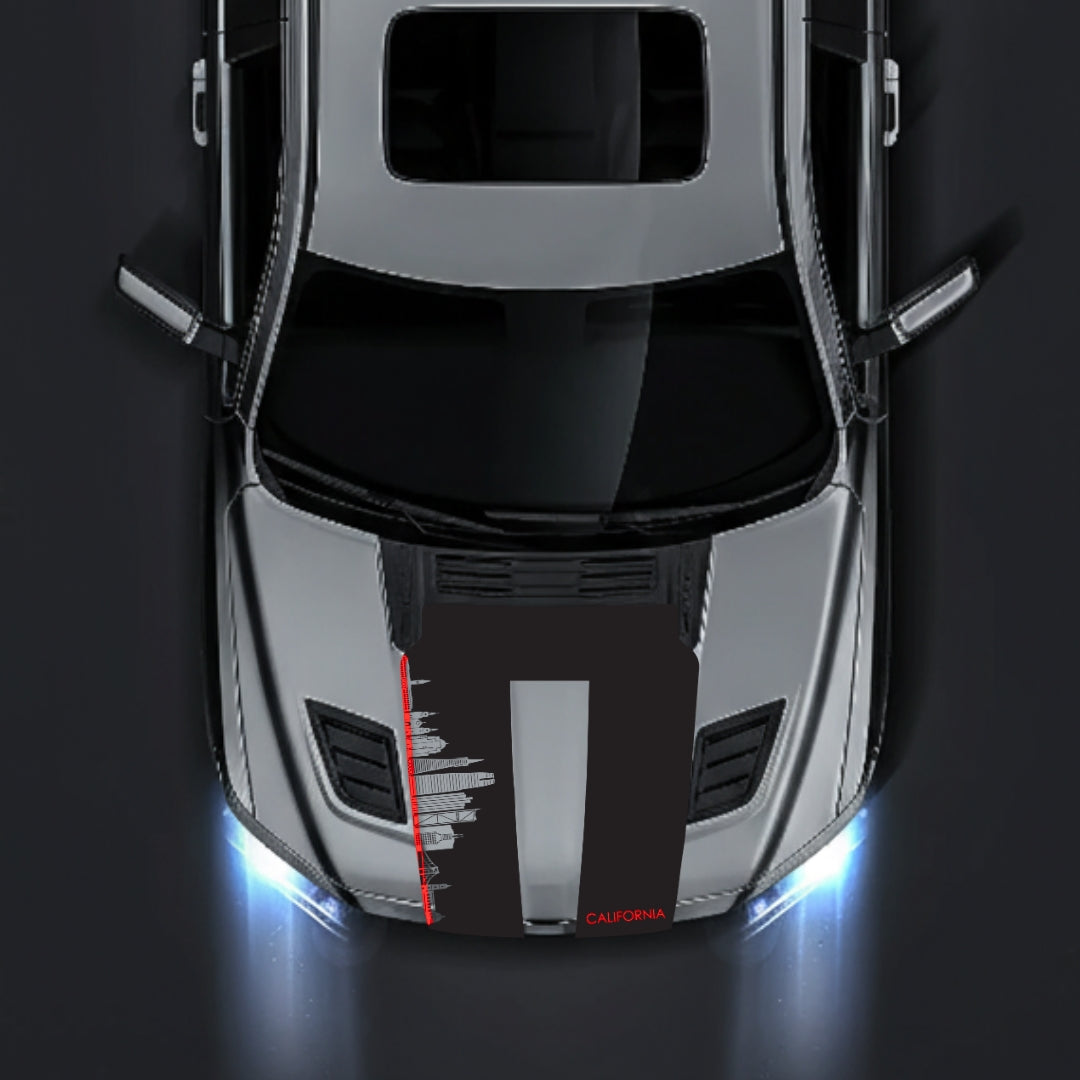 Hood Panel Decal/Sticker - California Skyline - Cut - Border Graphic Kit - For Dodge RAM 1500 2019-2025 - Premium Vinyl