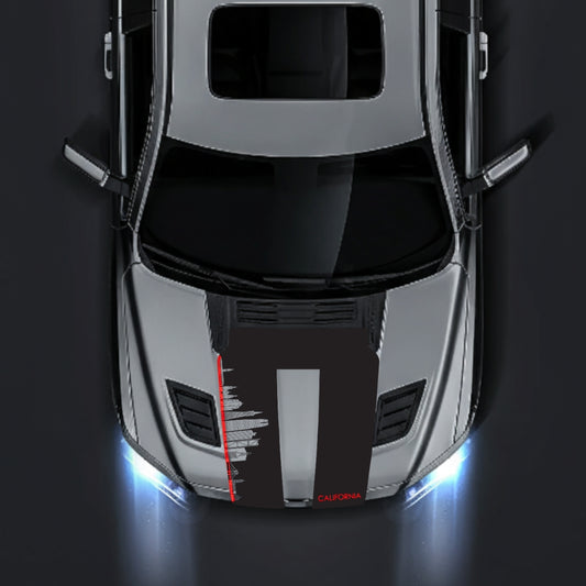 Hood Panel Decal/Sticker - California Skyline - Cut - Border Graphic Kit - For Dodge RAM 1500 2019-2025 - Premium Vinyl