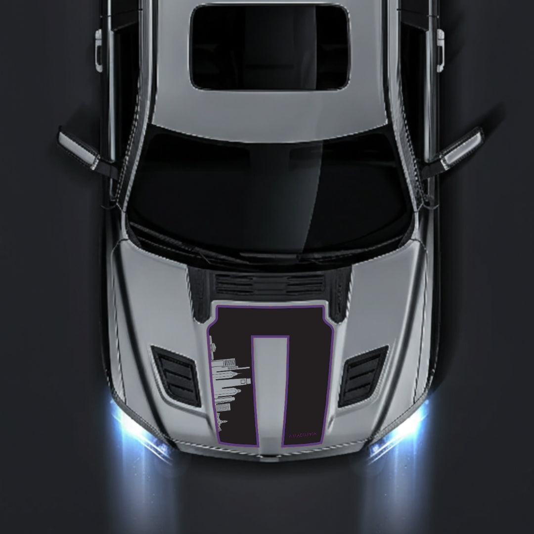 Hood Panel Decal/Sticker - Philadelphia Skyline - Cut - Border Graphic Kit - For Dodge RAM 1500 2019-2025 - Premium Vinyl