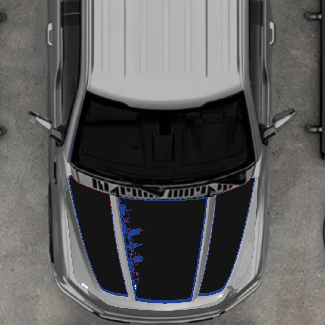 Hood Panel Decal/Sticker - Winnipeg Skyline - Border Graphic Kit - For Ford F-150 2020-2026 - Premium Vinyl