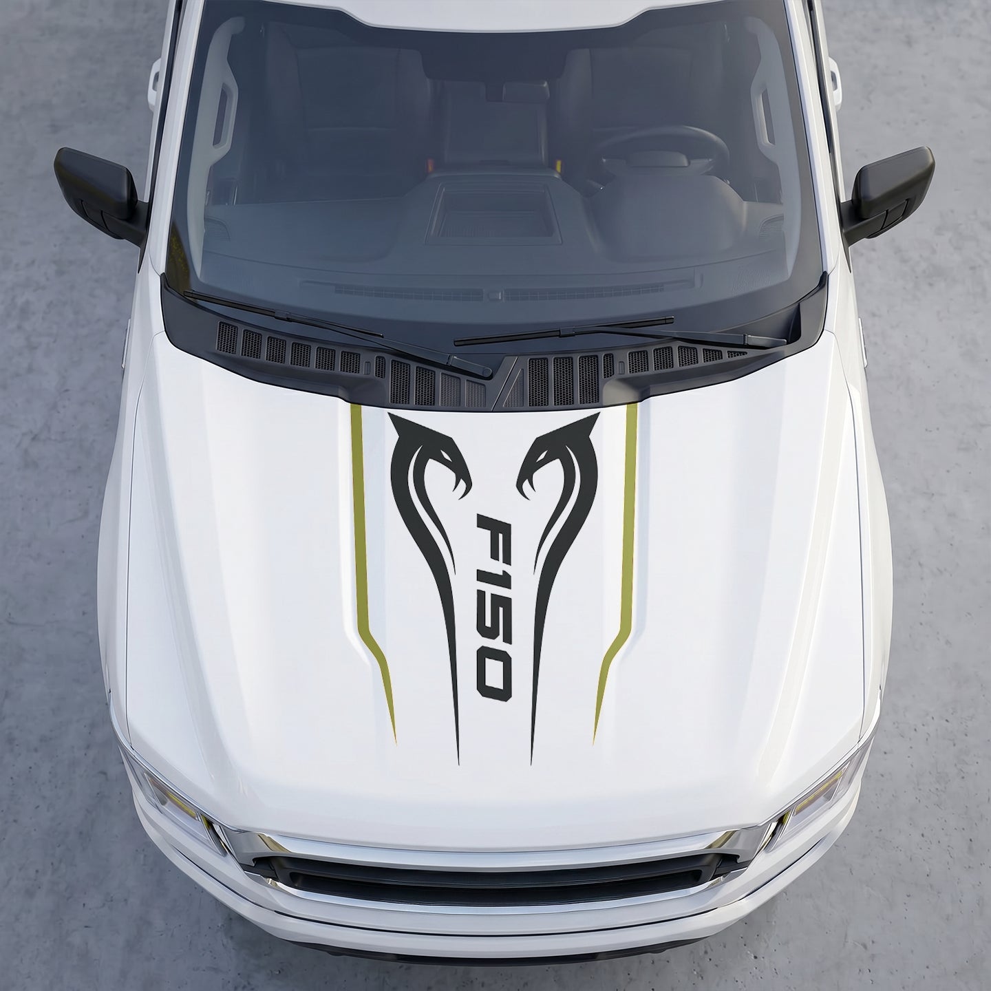 Hood Panel Decal/Sticker - Twin Cobra Snakes Hood Decal – Aggressive Viper Graphic Vinyl Sticker Graphic Kit - For Ford F-150 F150 2015-2020 - Premium Vinyl