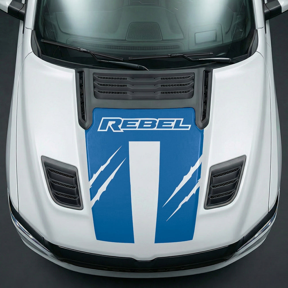Hood Panel Decal/Sticker - Dodge RAM Rebel Claw Scratch U-Shape Stripe Graphic Kit - For Dodge Ram 2019-2025 - Premium Vinyl