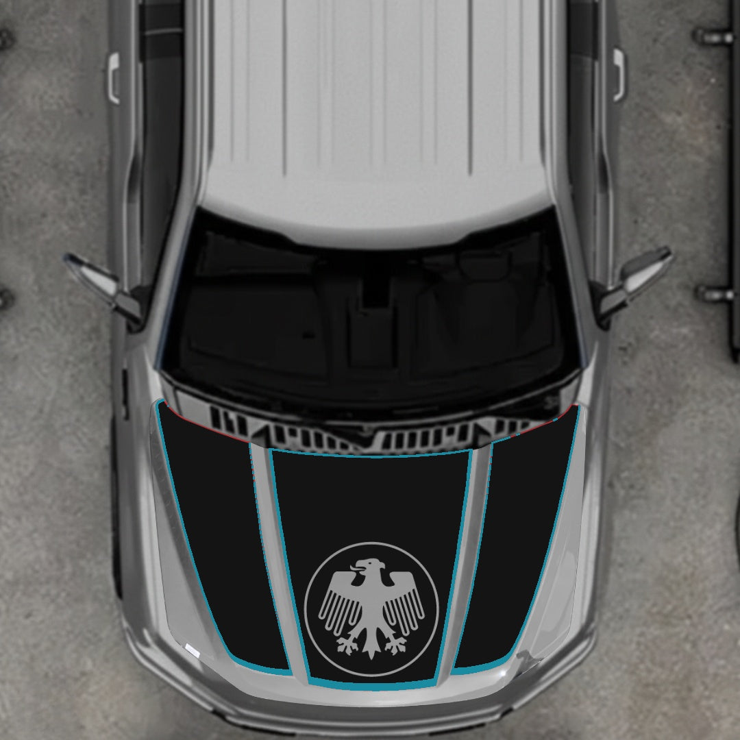 Hood Panel Decal/Sticker - Germany Logo - Cut - Border Graphic Kit - For Ford F-150 2020-2026 - Premium Vinyl