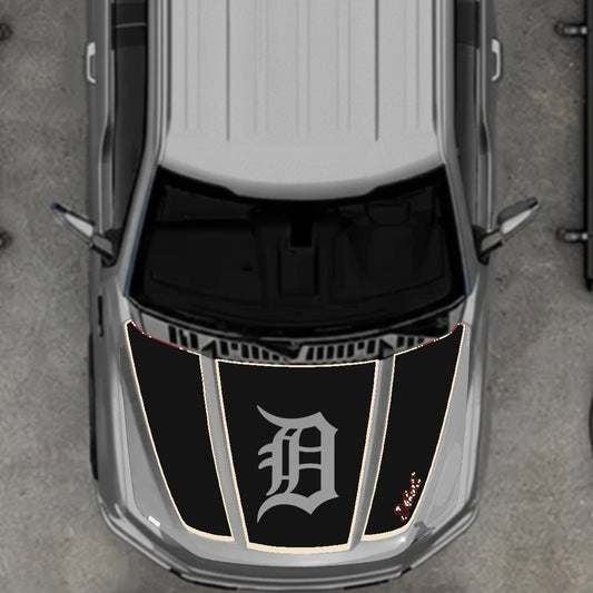 Hood Panel Decal/Sticker - Detroit Intial - Cut - Border Graphic Kit - For Ford F-150 2020-2026 - Premium Vinyl