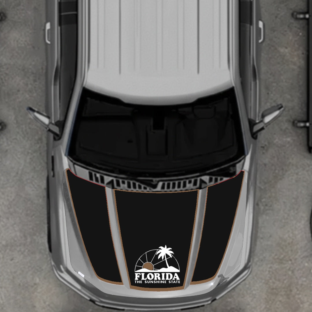Hood Panel Decal/Sticker - Flordia - Cut - Border Graphic Kit - For Ford F-150 2020-2026 - Premium Vinyl