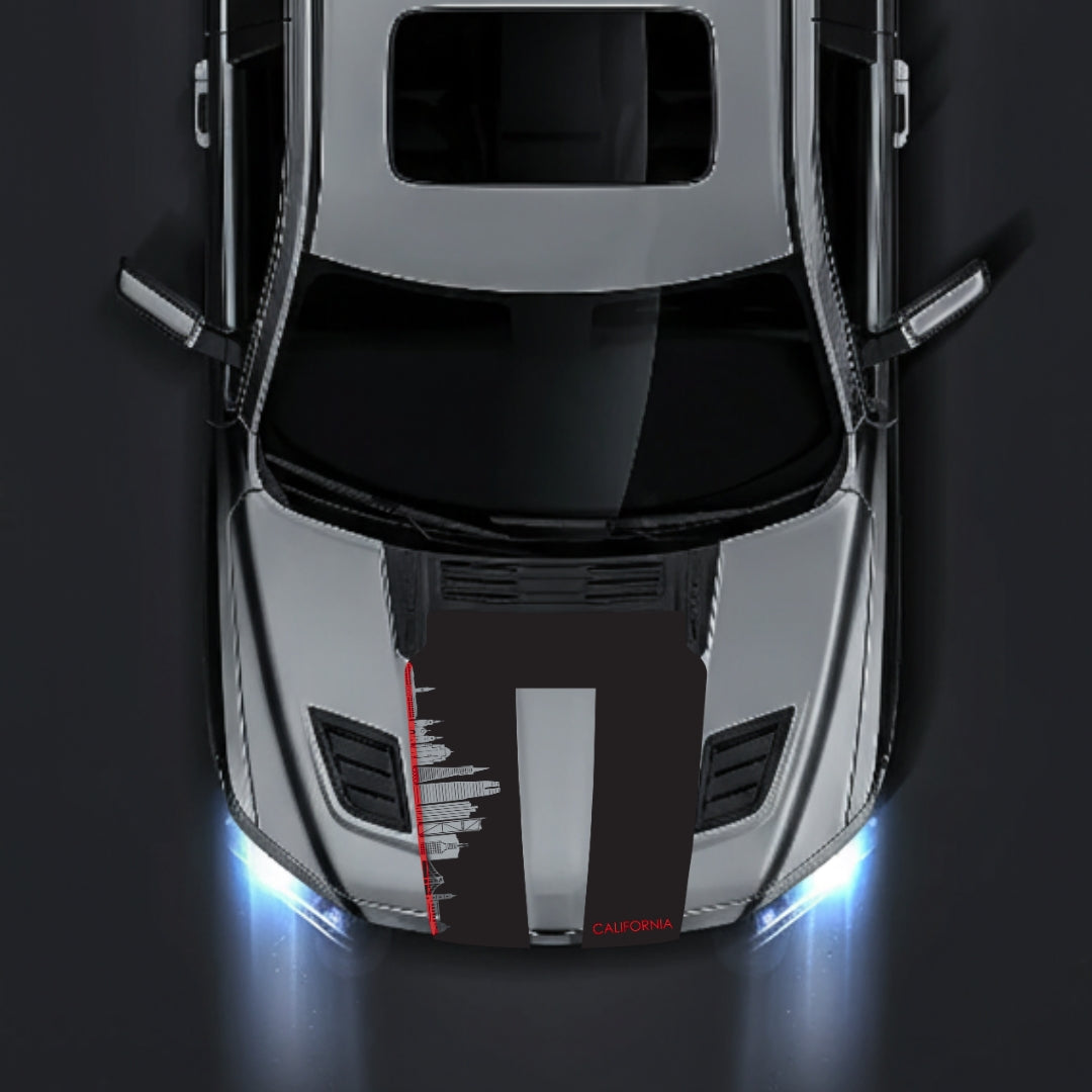 Hood Panel Decal/Sticker - California Skyline - Cut - Border Graphic Kit - For Dodge RAM 1500 2019-2025 - Premium Vinyl